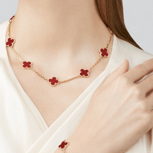 VINTAGE CARNELIAN NECKLACE 10 MOTIFS GOLD