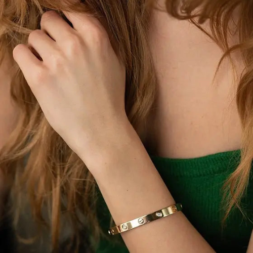 LOVE BRACELET 6.1MM 4 DIAMONDS YELLOW GOLD
