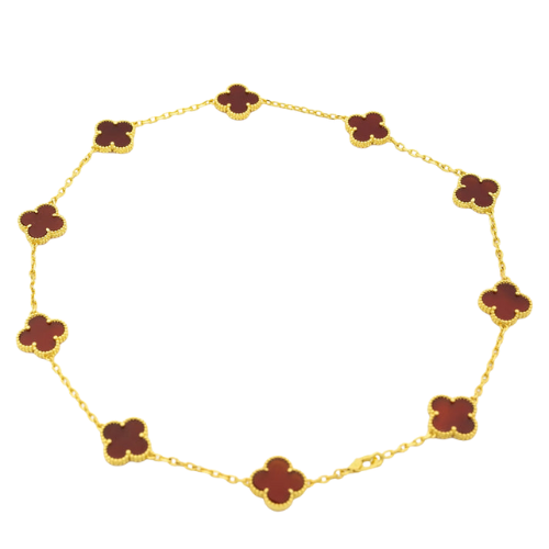 VINTAGE CARNELIAN NECKLACE 10 MOTIFS GOLD