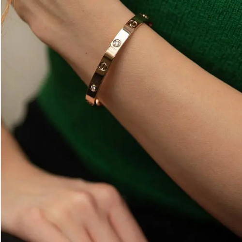 LOVE BRACELET 6.1MM 4 DIAMONDS PINK GOLD