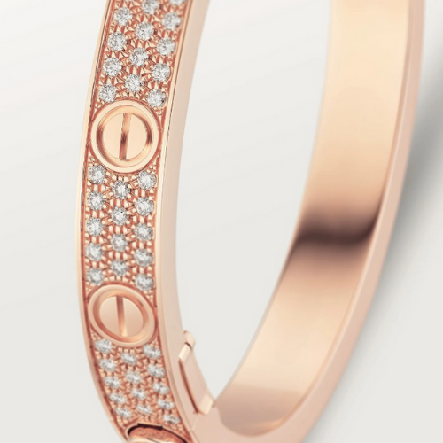 LOVE BRACELET 6.1MM DIAMOND-PAVED PINK GOLD