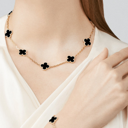 VINTAGE ONYX NECKLACE 10 MOTIFS GOLD
