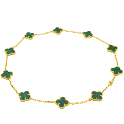 VINTAGE MALACHITE NECKLACE 10 MOTIFS GOLD