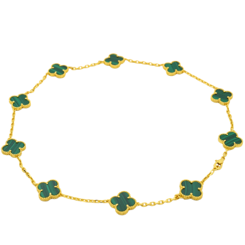 VINTAGE MALACHITE NECKLACE 10 MOTIFS GOLD