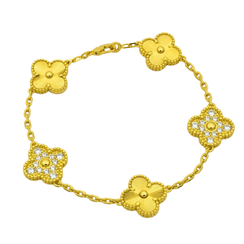 CLOVER BRACELET 5 MOTIFS GOLD DIAMOND