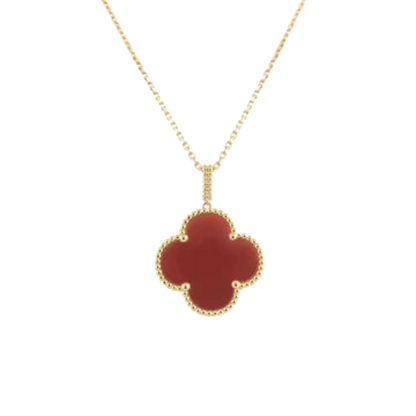 CLOVER NECKLACE GOLD CARNELIAN