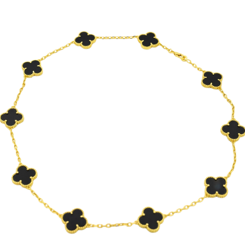 VINTAGE ONYX NECKLACE 10 MOTIFS GOLD