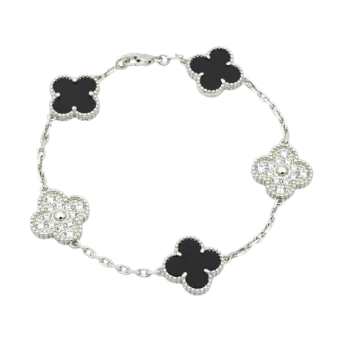 CLOVER BRACELET 5 MOTIFS ONYXS DIAMOND