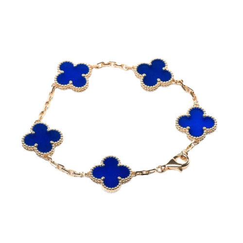 CLOVER BRACELET 5 MOTIFS BLUE AGATE