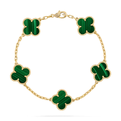CLOVER MALACHITE BRACELET 5 MOTIFS