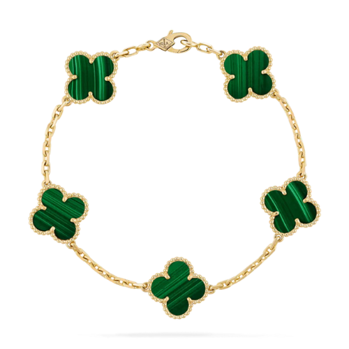 CLOVER MALACHITE BRACELET 5 MOTIFS